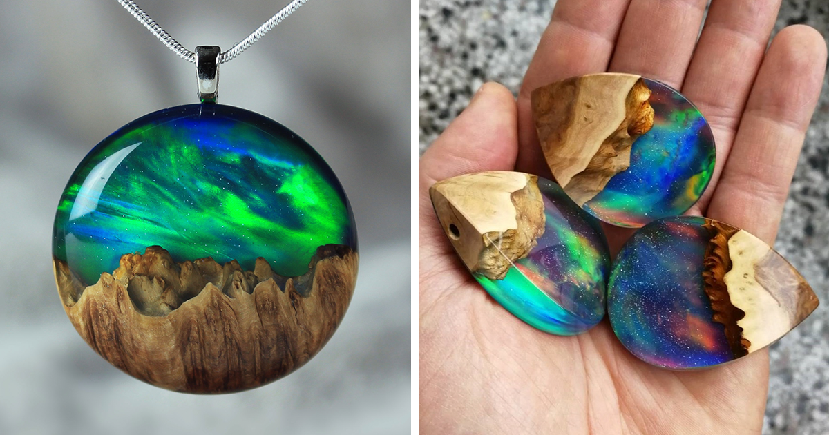 Combino madeira com opala e resina para criar joias incríveis