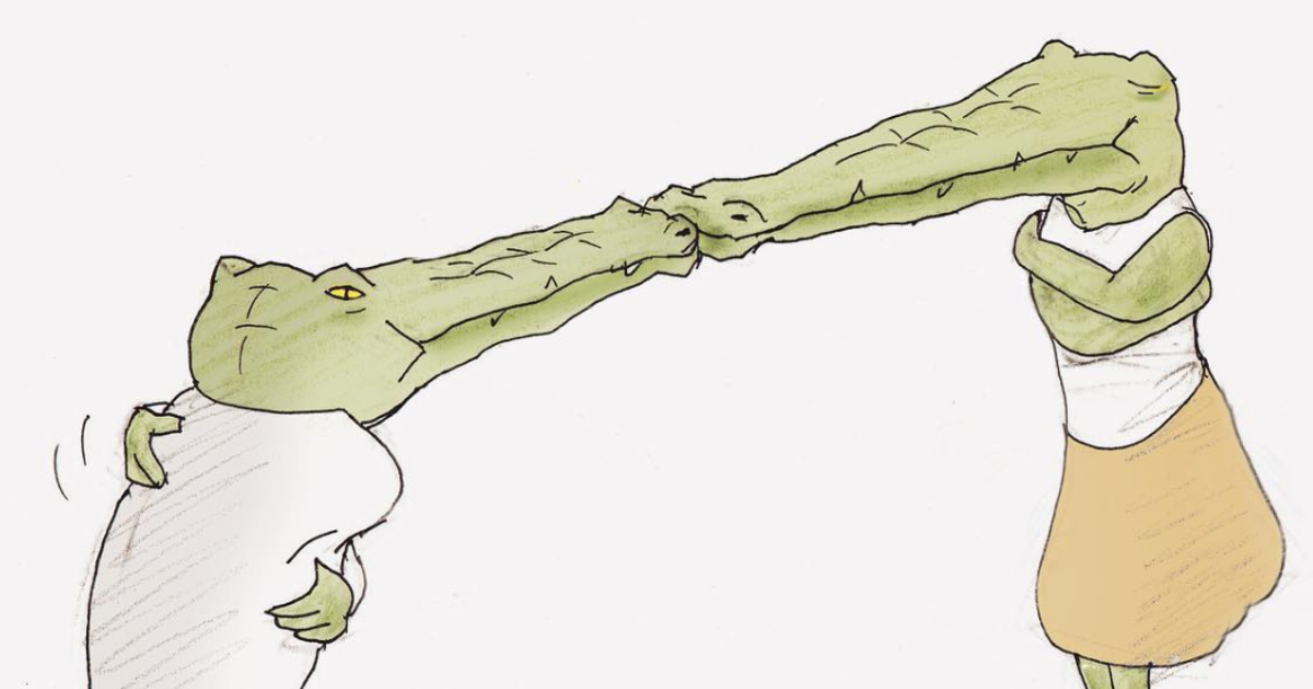 20 desenhos hilários dos problemas de um crocodilo ilustrados por um artista japonês