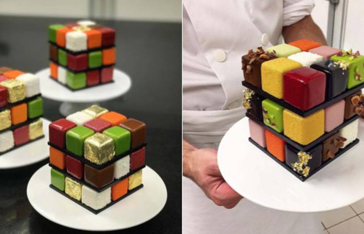 Impressionante bolo faz homenagem ao famoso quebra-cabeça Cubo de Rubik