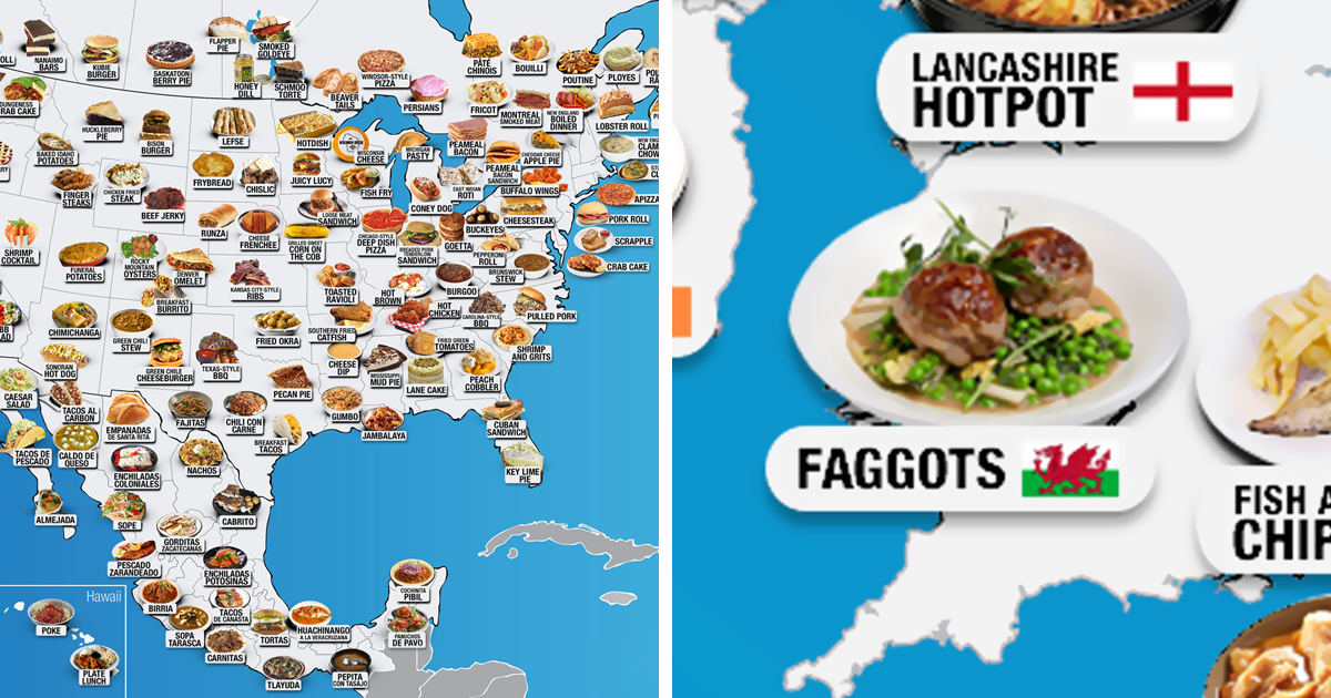 30 mapas que mostram as melhores refeições ao redor do mundo. E você vai querer experimentar todas elas!