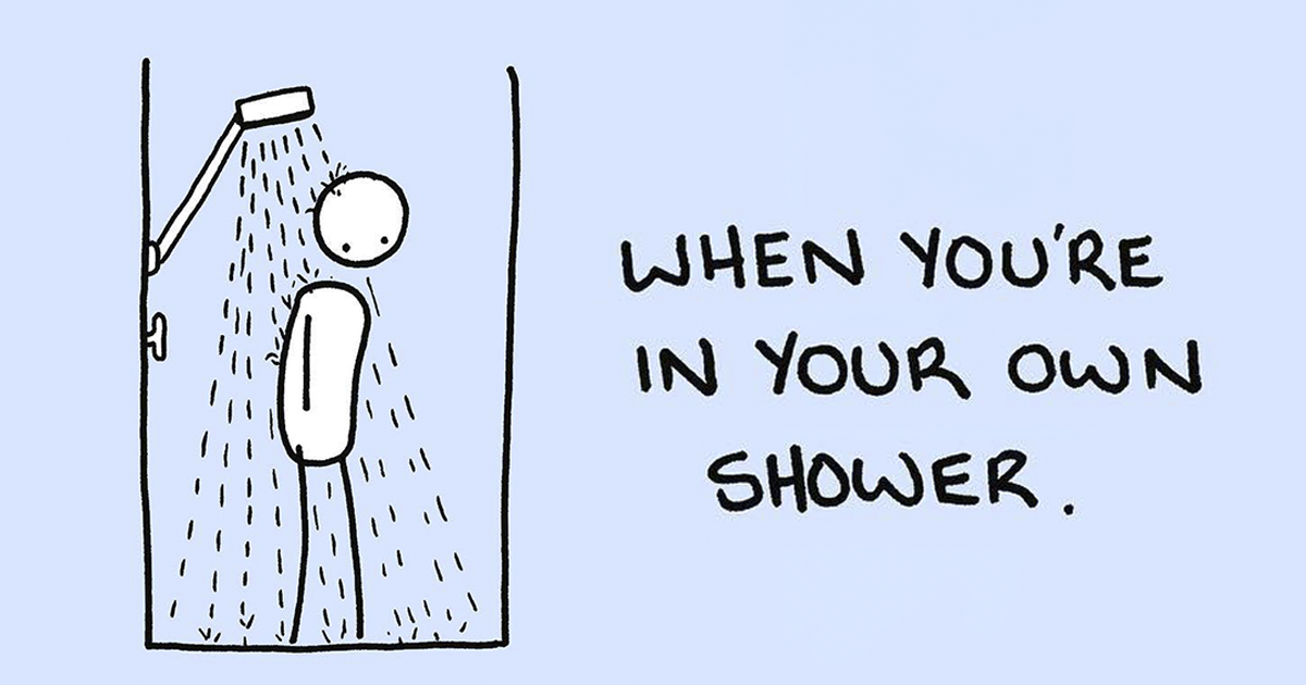 Rapaz ilustra 10 momentos no chuveiro que todos já tivemos no banho