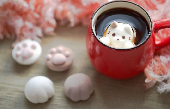 Imagine tomar um chocolate quente com estes marshmallows em forma de gatinhos
