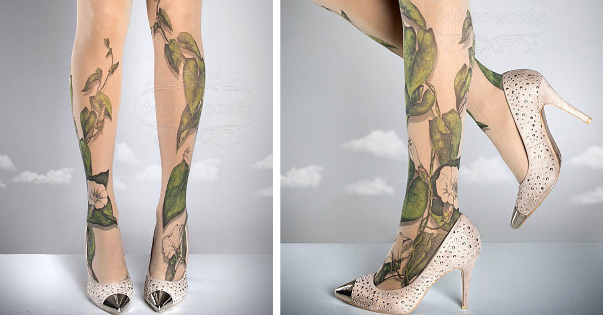 Você pode experimentar uma nova tatuagem na perna todos os dias com estas meias calças