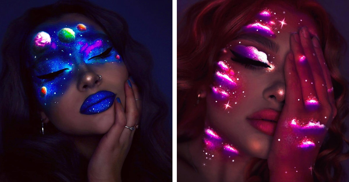 Maquiadora usa cores néon para criar looks deslumbrantes que brilham no escuro