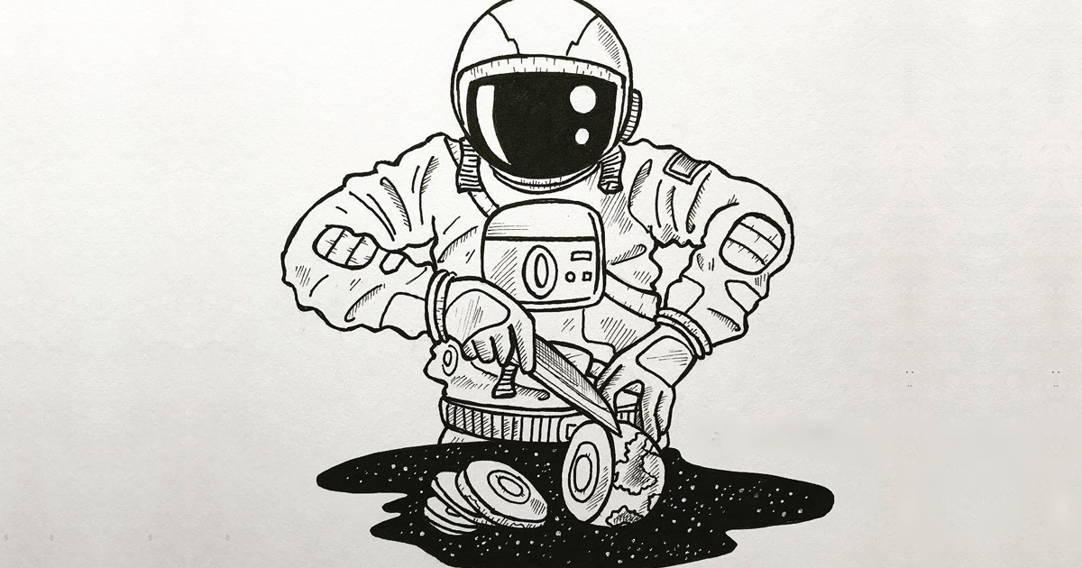 Artista ilustra um astronauta solitário vagando pelo espaço (28 ilustrações)