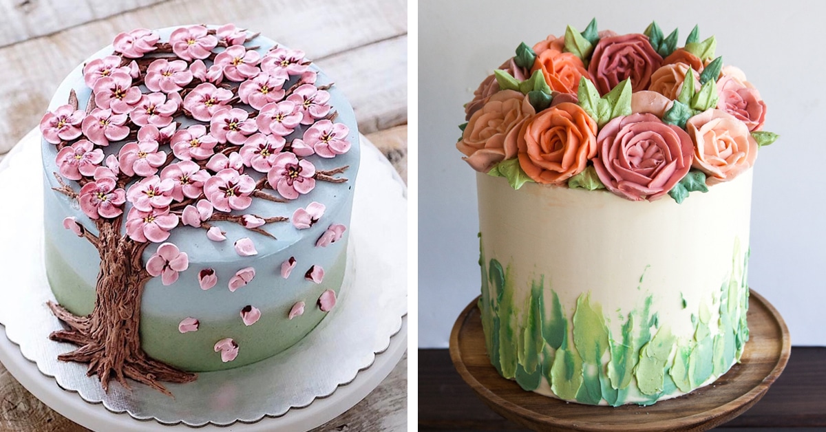 30 bolos de flores feitos com creme de manteiga artisticamente deliciosos