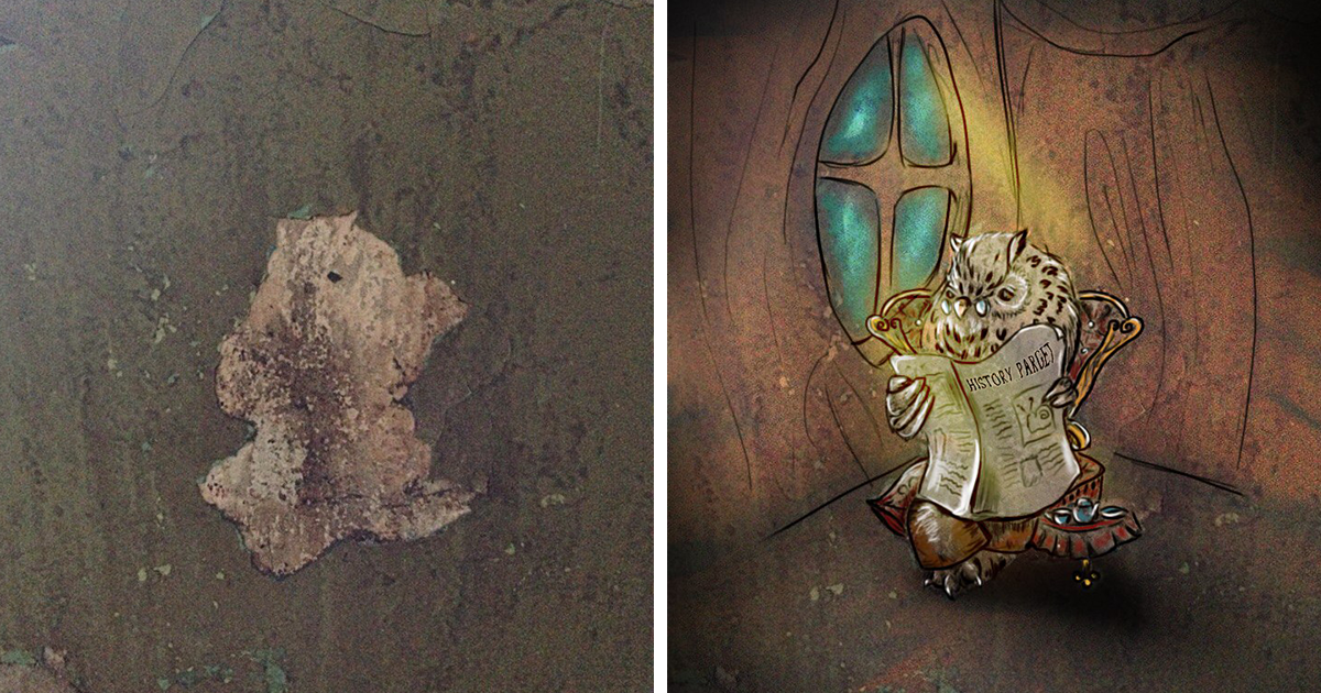 Artista russa pinta criaturas que ela vê “vivendo” nas paredes devido a pareidolia (34 fotos)