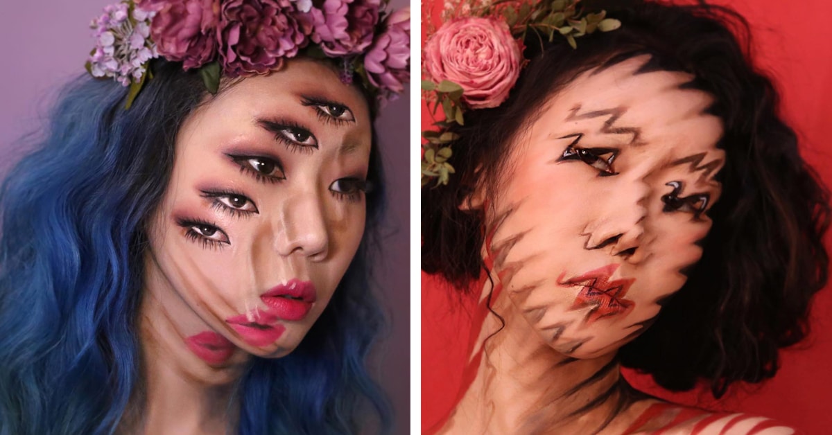 Você não vai acreditar, mas as ilusões de ótica hipnotizantes desta artista são todas feitas apenas com maquiagem