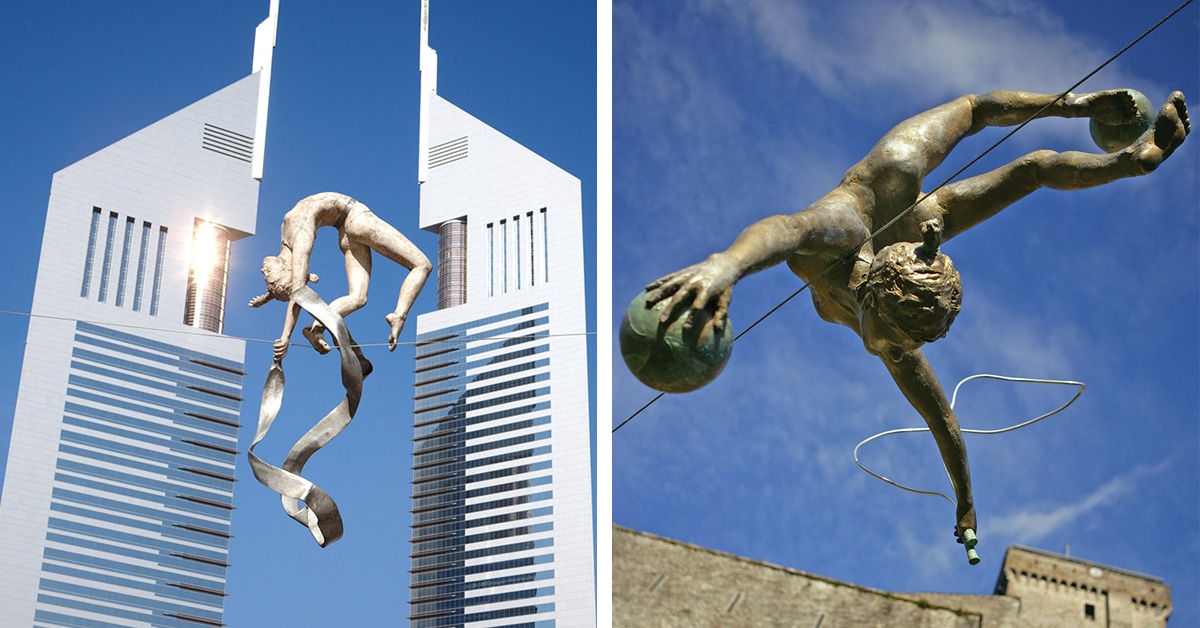Este escultor polonês desafia a gravidade com esculturas em espaços públicos em todo o mundo