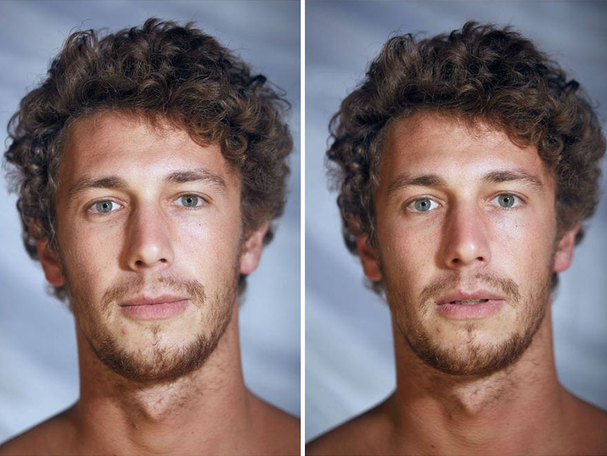 Fotógrafo captura como os rostos das pessoas mudam inconscientemente quando peladas