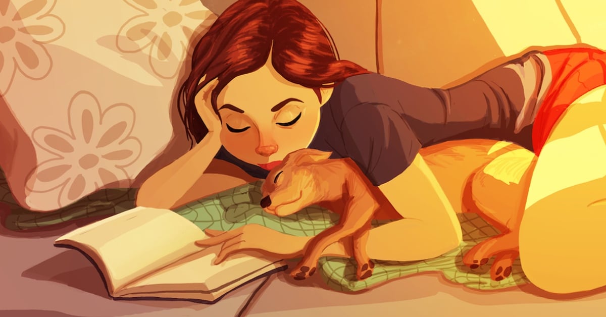 Ilustrações reconfortantes mostram como as pessoas com cães estão vivendo suas melhores vidas