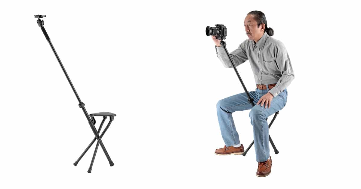 Engenhosa “chairpod” é um tripé de câmera com uma cadeira embutida