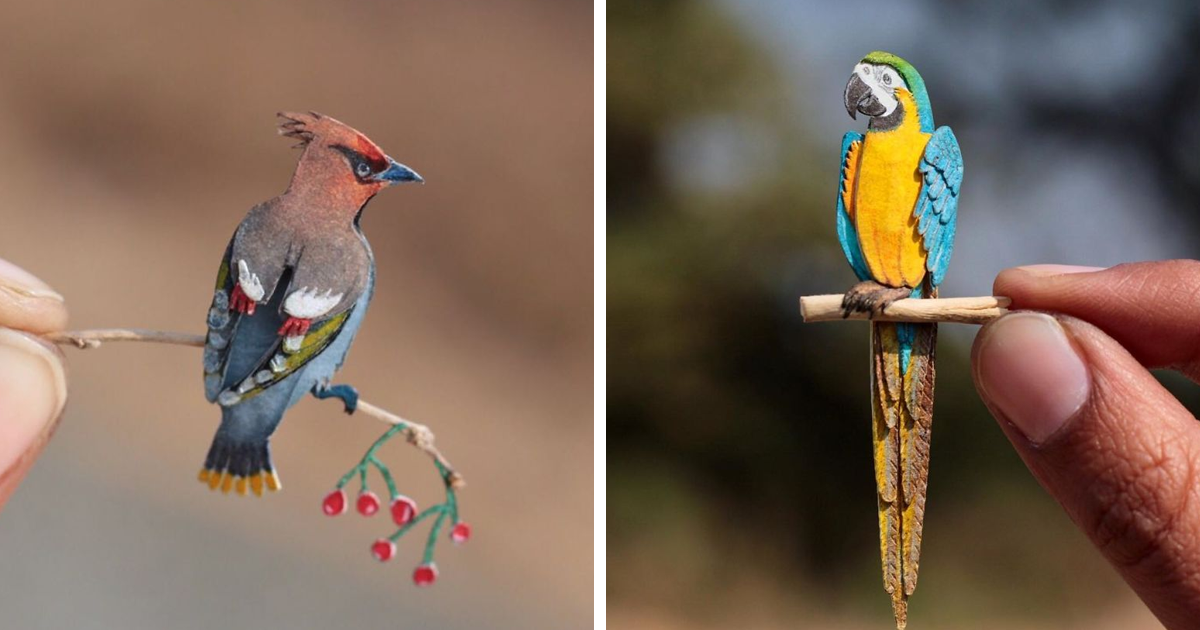 Estes 2 artistas criaram pássaros de papel em miniatura todos os dias por um ano inteiro