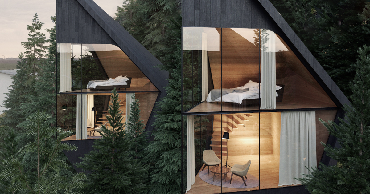 Arquiteto projeta casas na árvore futuristas sustentáveis em floresta italiana