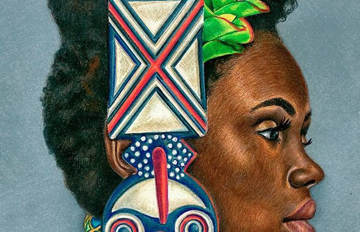 Desenhos inspirados na cultura africana por artista autodidata