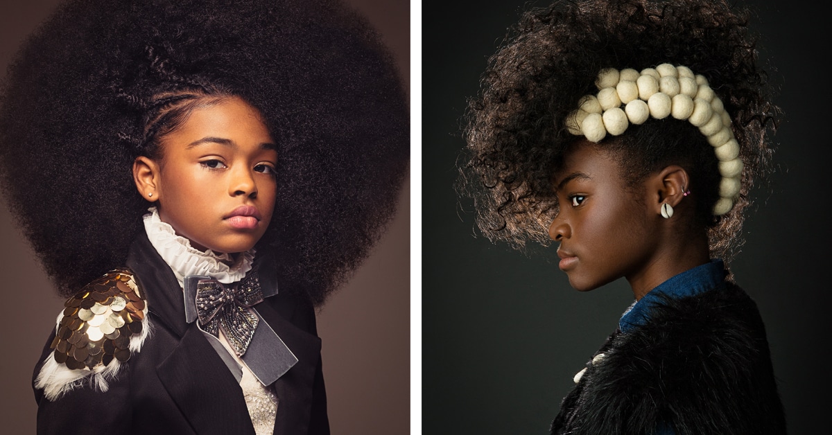 Retratos inspirados no barroco celebram a beleza do cabelo natural das meninas negras