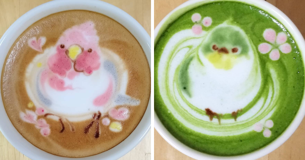 40 artes de “latte art” incríveis com pássaros de um artista japonês