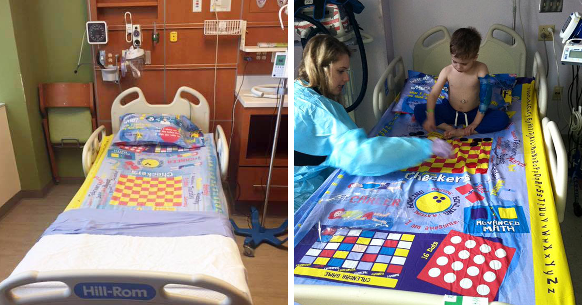 Pai transforma jogos de tabuleiro em lençóis para ajudar crianças a passarem o tempo no hospital