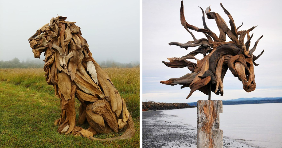 66 esculturas de madeira incríveis feitas a partir de peças encontradas nas praias