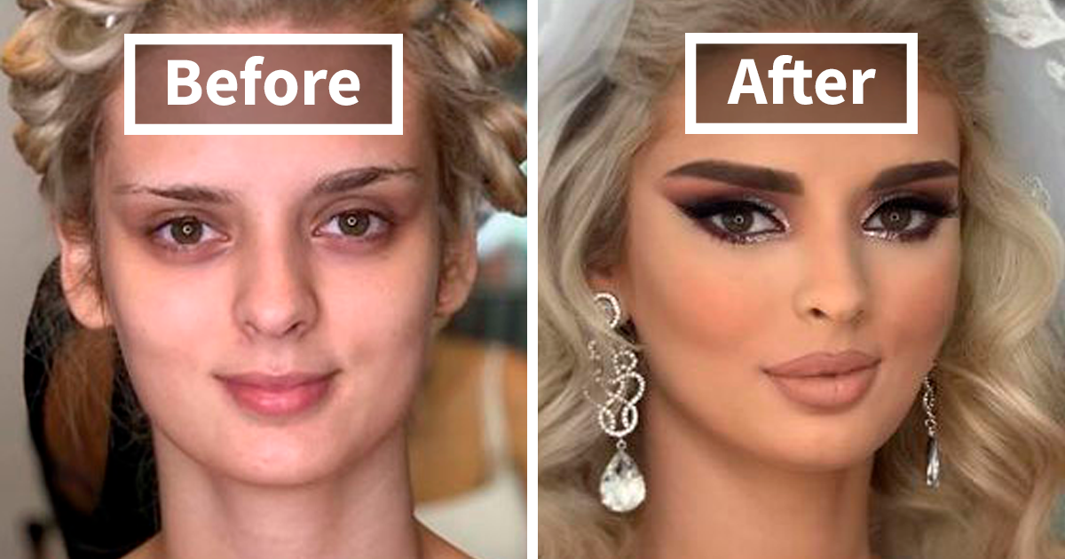 23 fotos de noivas tiradas antes e depois de terem feito a maquiagem do casamento