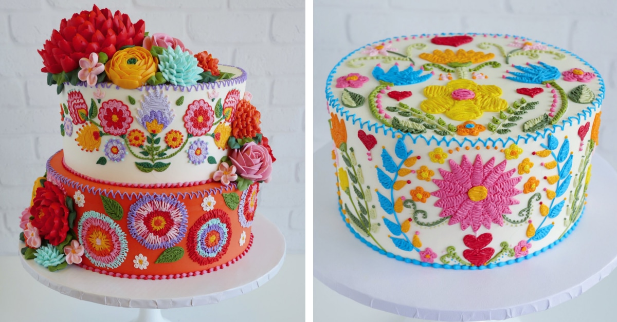 Estes bolos artesanais parecem cobertos com elaborados padrões bordados