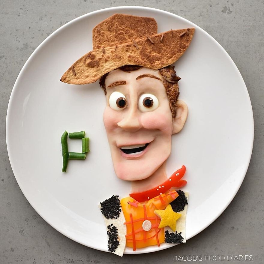 Artista de comida cria personagens de desenhos animados a partir de refeições saudáveis para enganar seus filhos