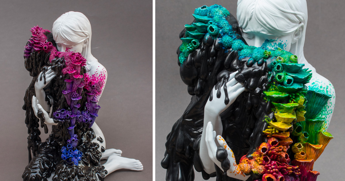 Esculturas tristes meditam sobre a vida, a perda e a regeneração