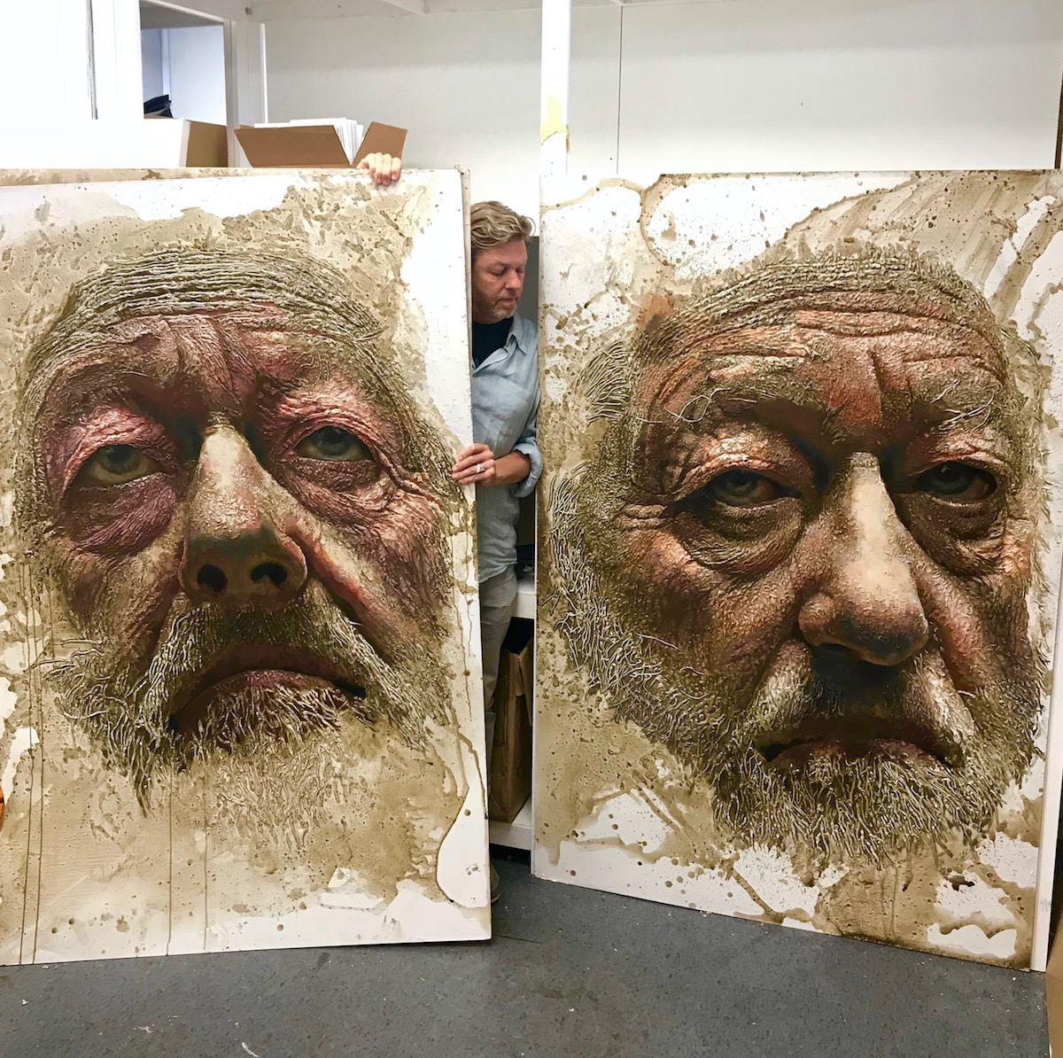 Artista Cria Retratos Enormes Em 3D Com “Pele” Texturizada Que Você Pode Até Sentir