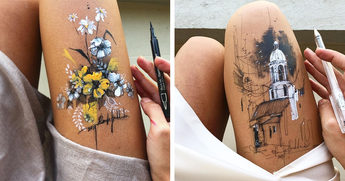 Artista Usa Sua Própria Perna Como Tela Para Fazer Impressionantes Desenhos A Tinta