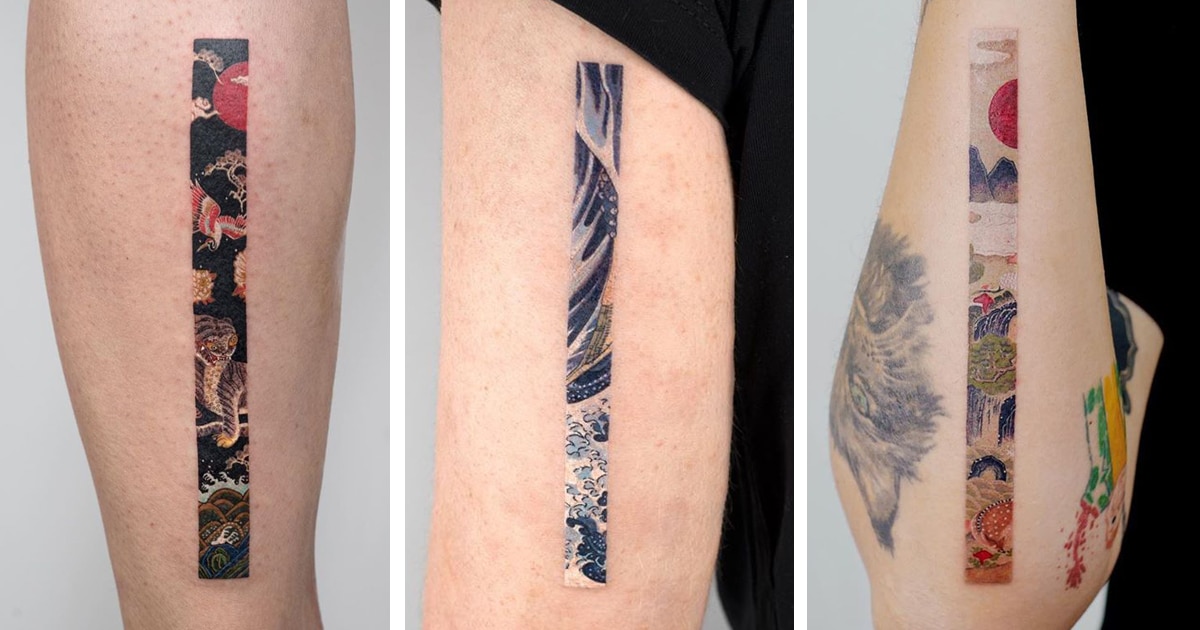 20 Tatuagens Retangulares Revelam Partes De Cenas Como Se Você Estivesse Espiando Através De Uma Fresta Na Porta