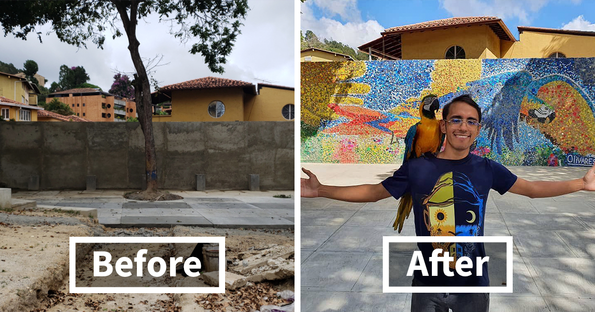 Usando 200 Mil Tampas De Garrafas Recicladas, Este Jovem Artista Criou Um Dos Maiores Murais Ecológicos Da América Latina