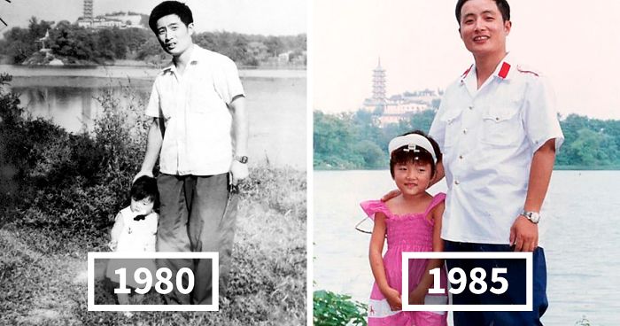 Veja Como O Tempo Voa Em Fotografias Onde Pai E Filha Têm Tirado Fotos Anuais No Mesmo Local Há 40 Anos